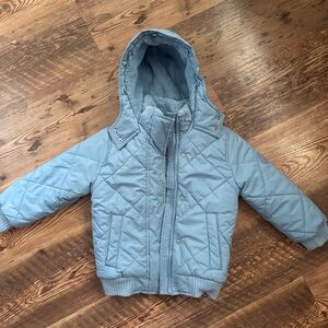 Kids Light Blue Quilted Hooded Jacket